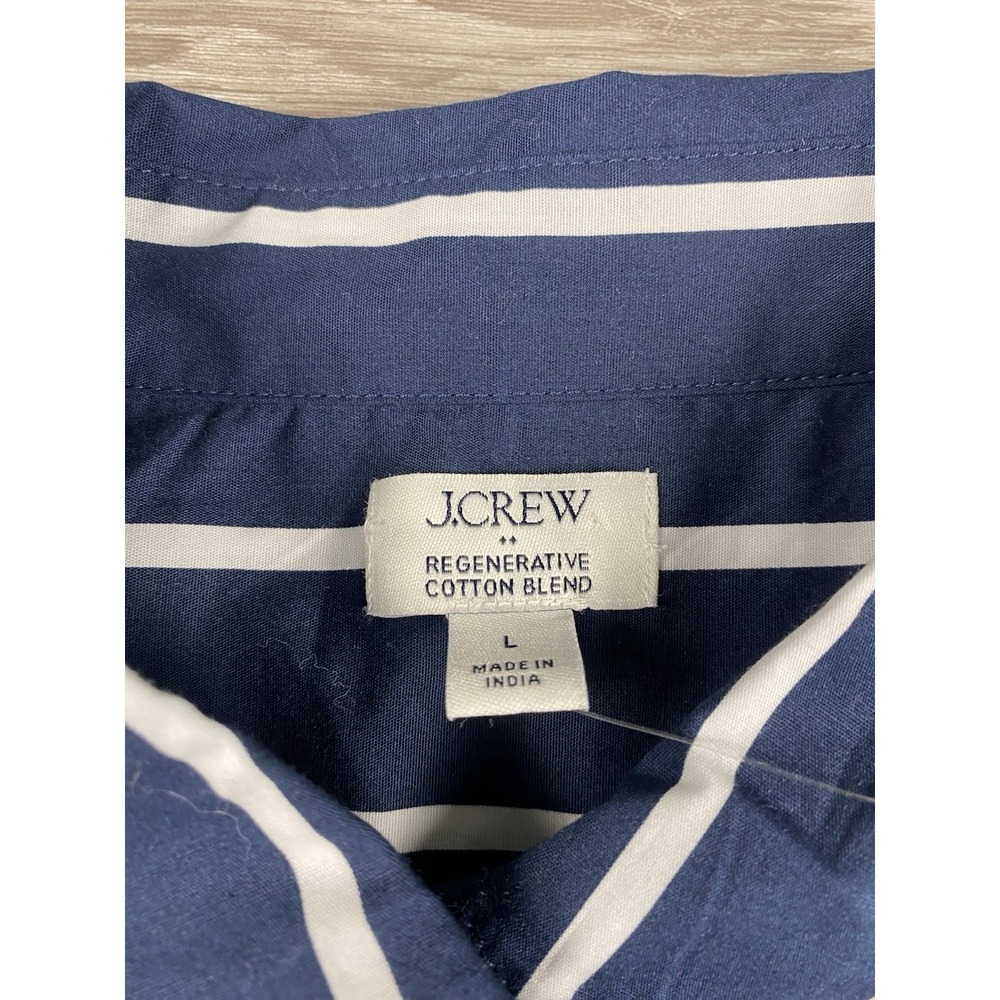 J Crew Women's Long Sleeve Vertical Striped Button Up Shirt Blue Sz L New - Picture 5 of 9